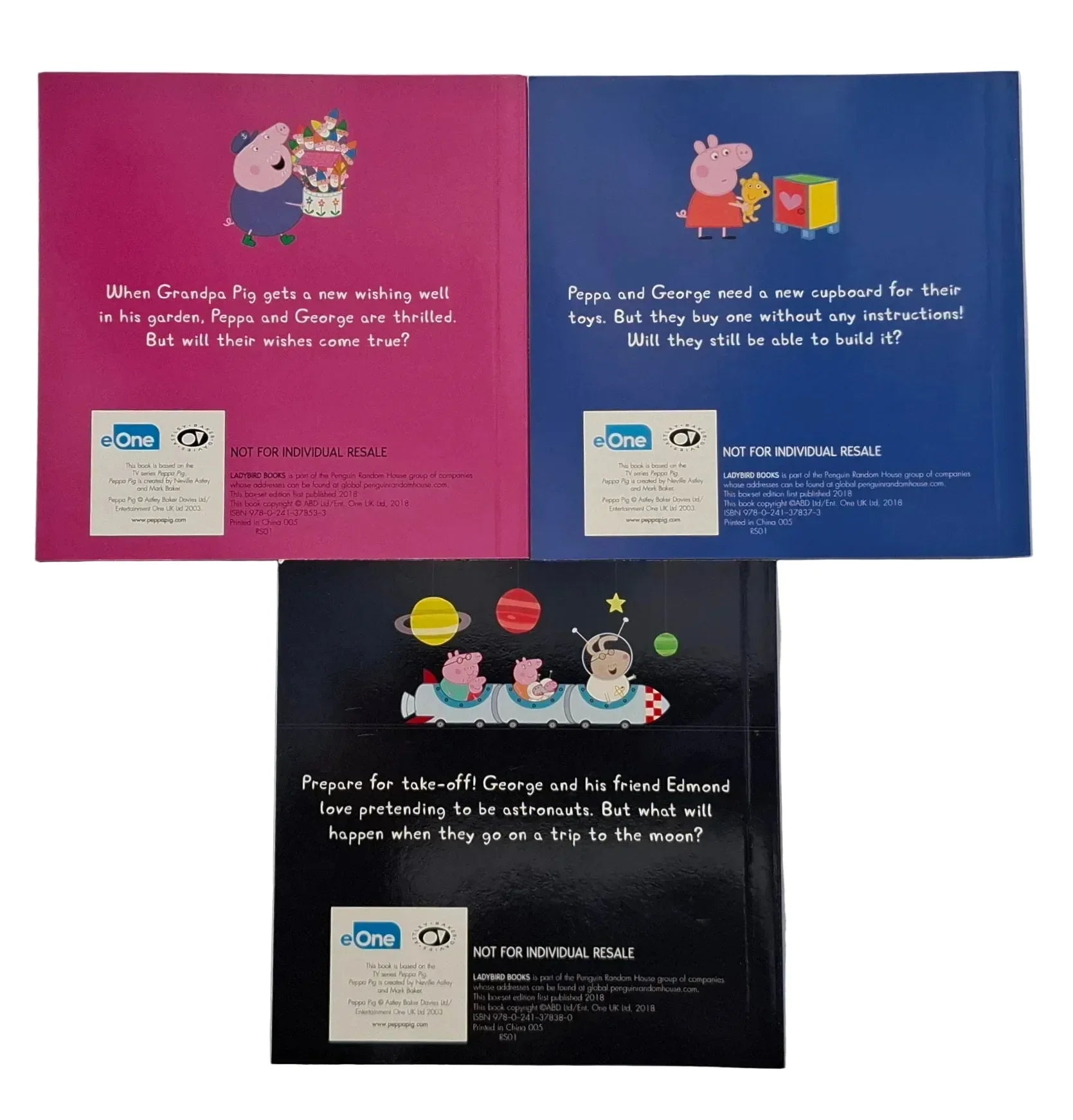 3 Mini Peppa Pig books - The Wishing Well, The Toy Cupboard, and A Trip to the Moon - Books4happiness 
