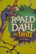 Book cover of 'The Twits' by Roald Dahl with a green background and character illustrations.