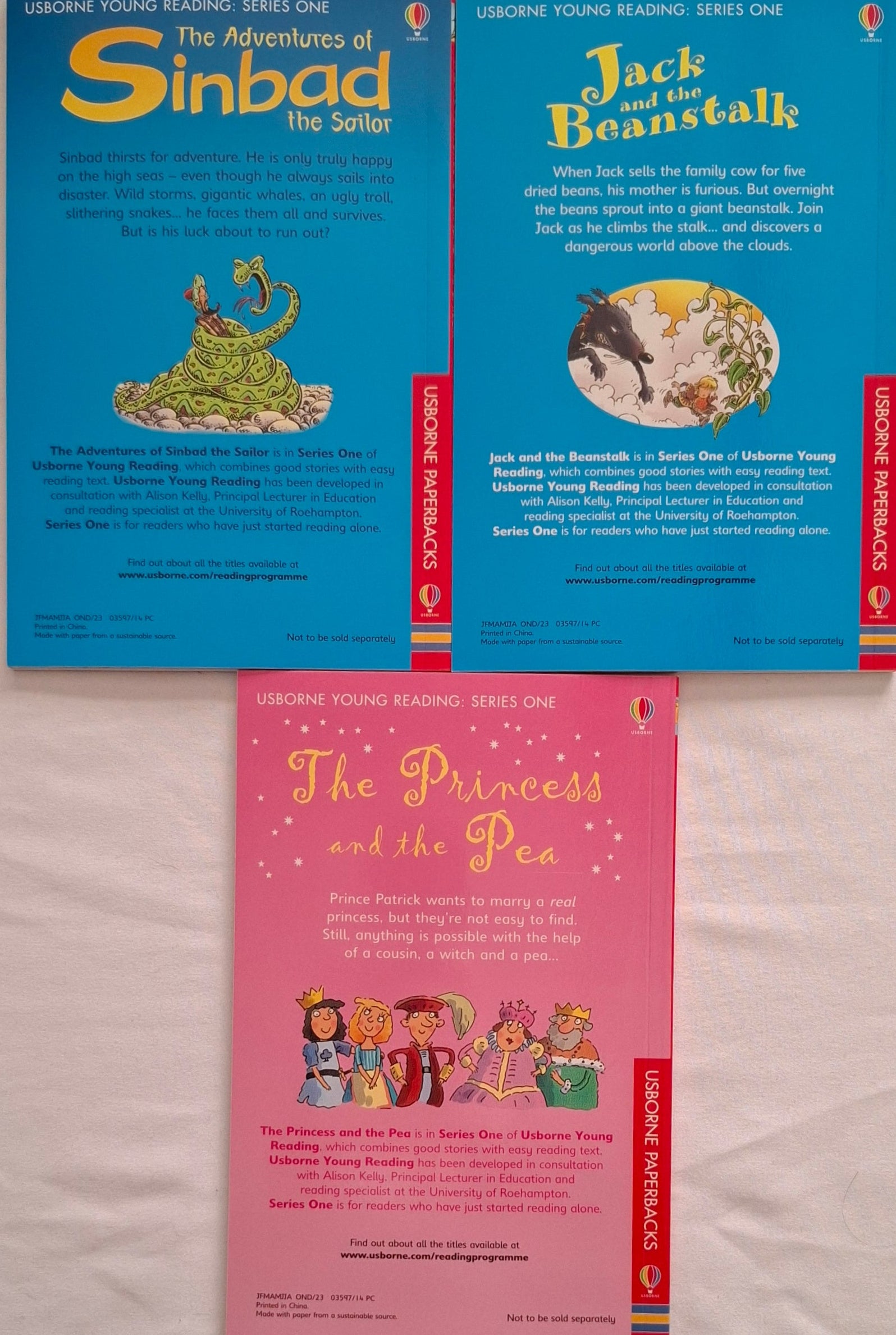 Usbourne Young Reading - 3 books- Jack & the Beanstalk, Adventures of Sinbad the Sailor and The Princess & the Pea
